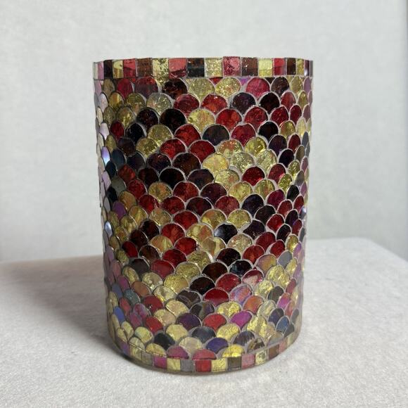Bath and Body Works Candle Holder Mosaic Glass Red - Picture 1 of 5